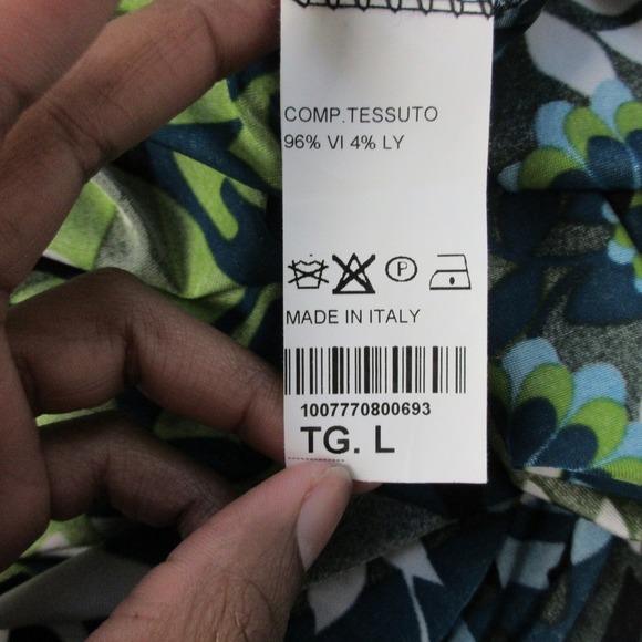 Deep Blue Y2K Floral Print Dress L Green Italy Strappy Tie Back Retro Summer 264 - Picture 4 of 10